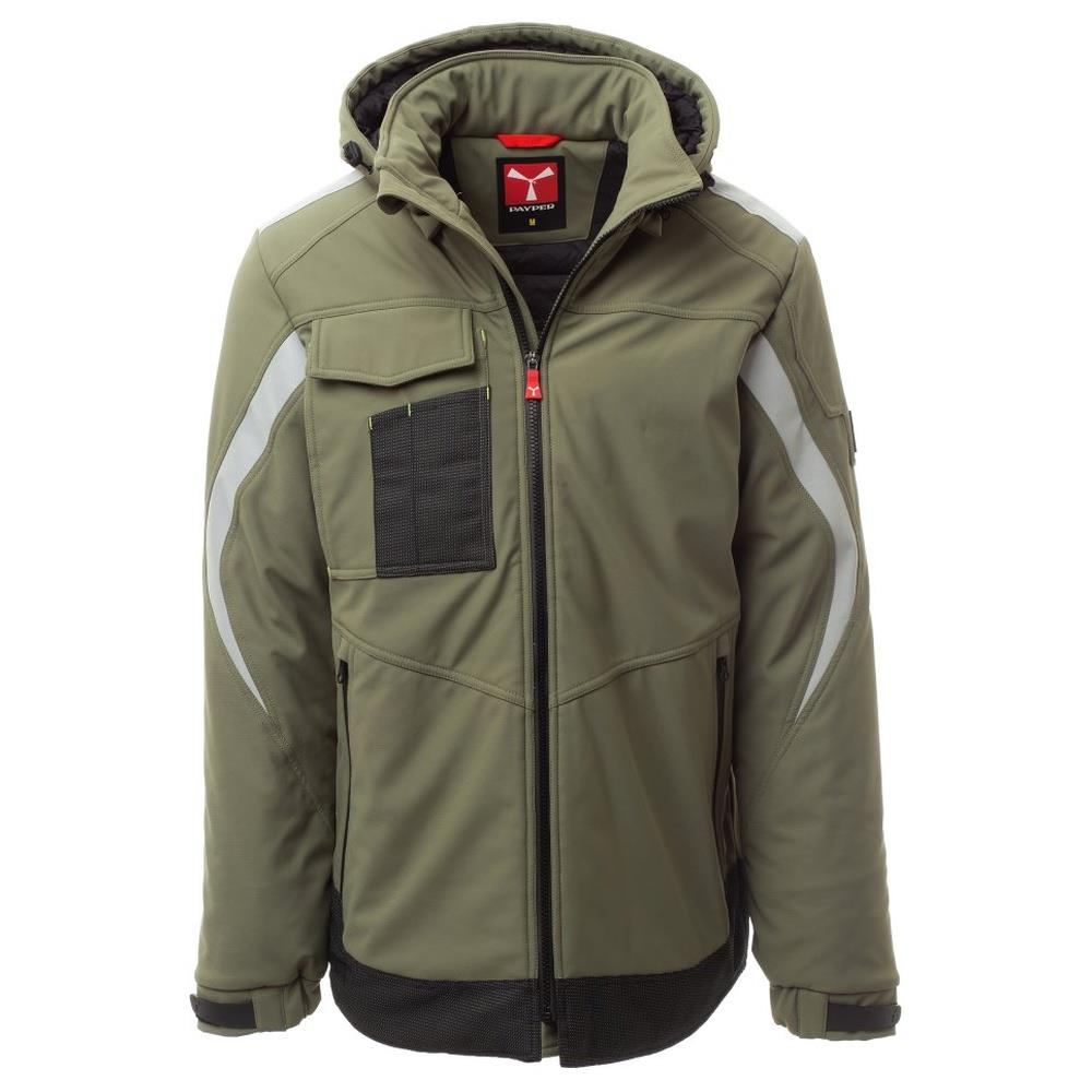 softshell con cappuccio payper wonder pad verde militare/nero xxs