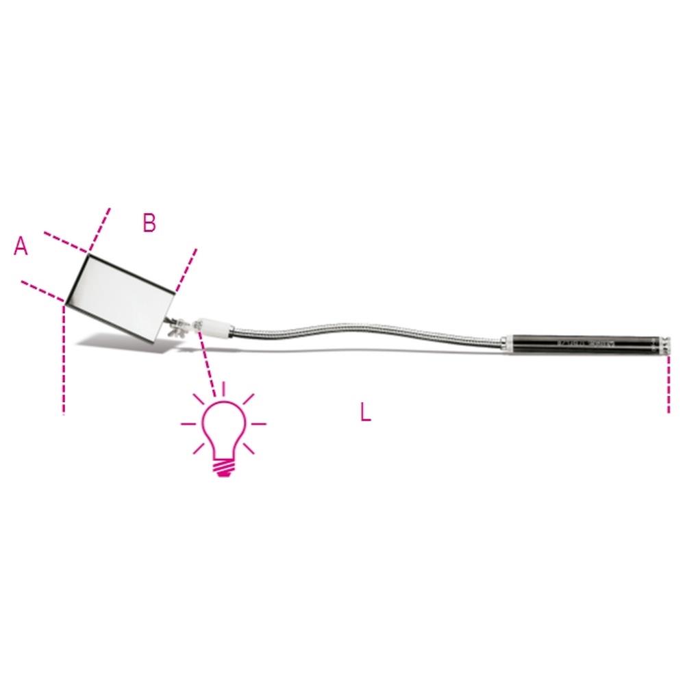 specchietto flessibile rettangolare con illuminazione beta 1715fl/b