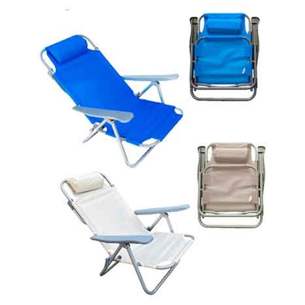 spiaggina richiudibile con braccioli 42x48/61x22/81 cm - colore blu