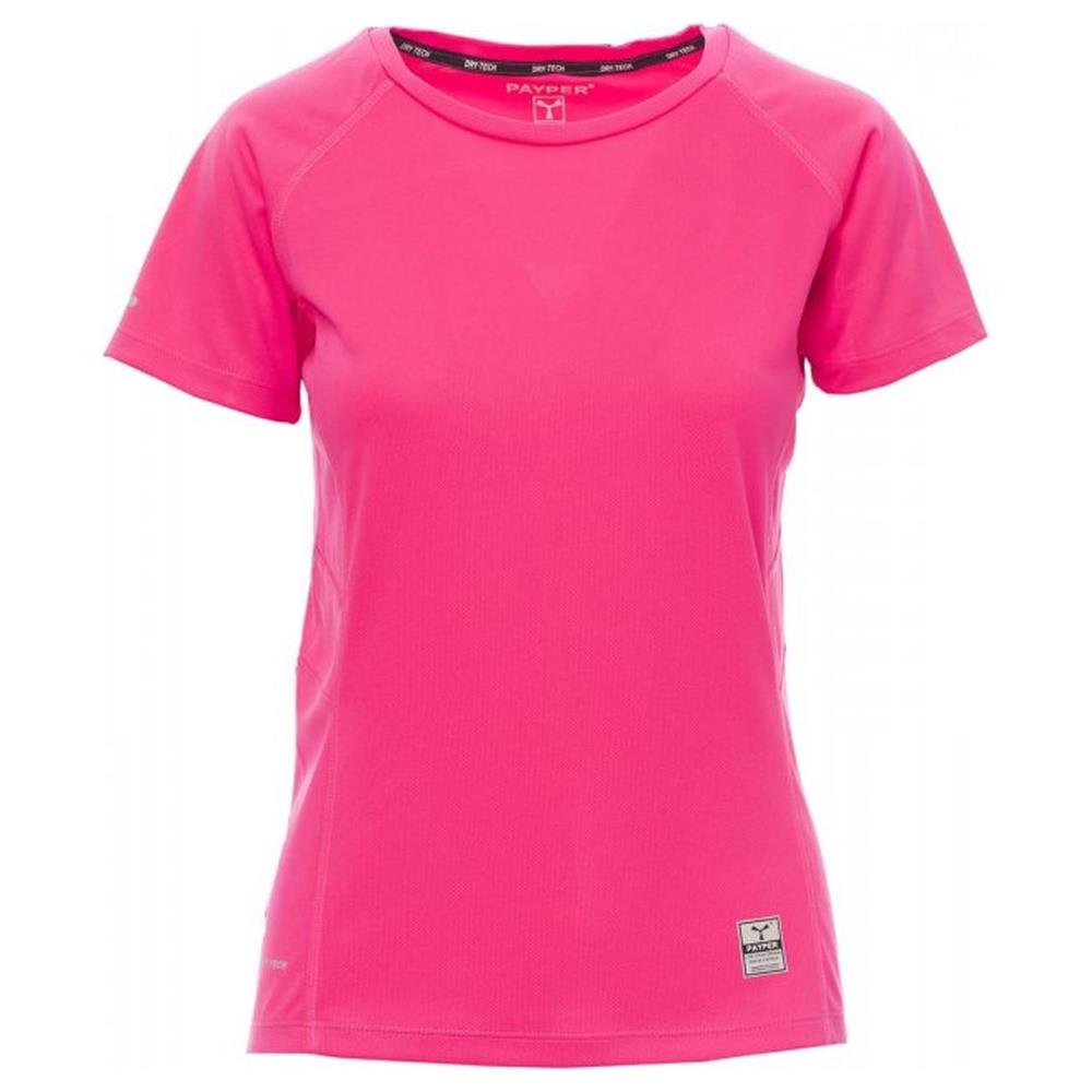 t-shirt donna manica corta payper running lady fucsia fluo s
