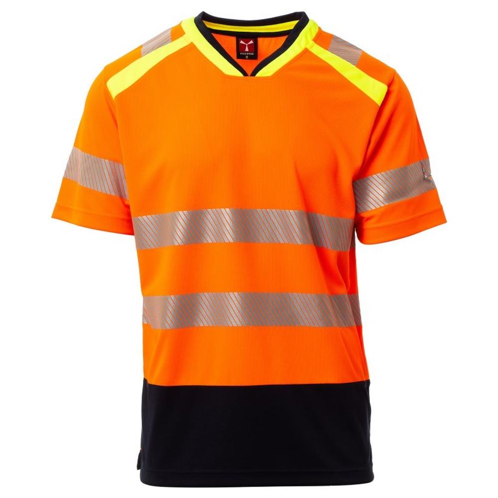 t-shirt manica corta payper alley arancione fluo/navy xs