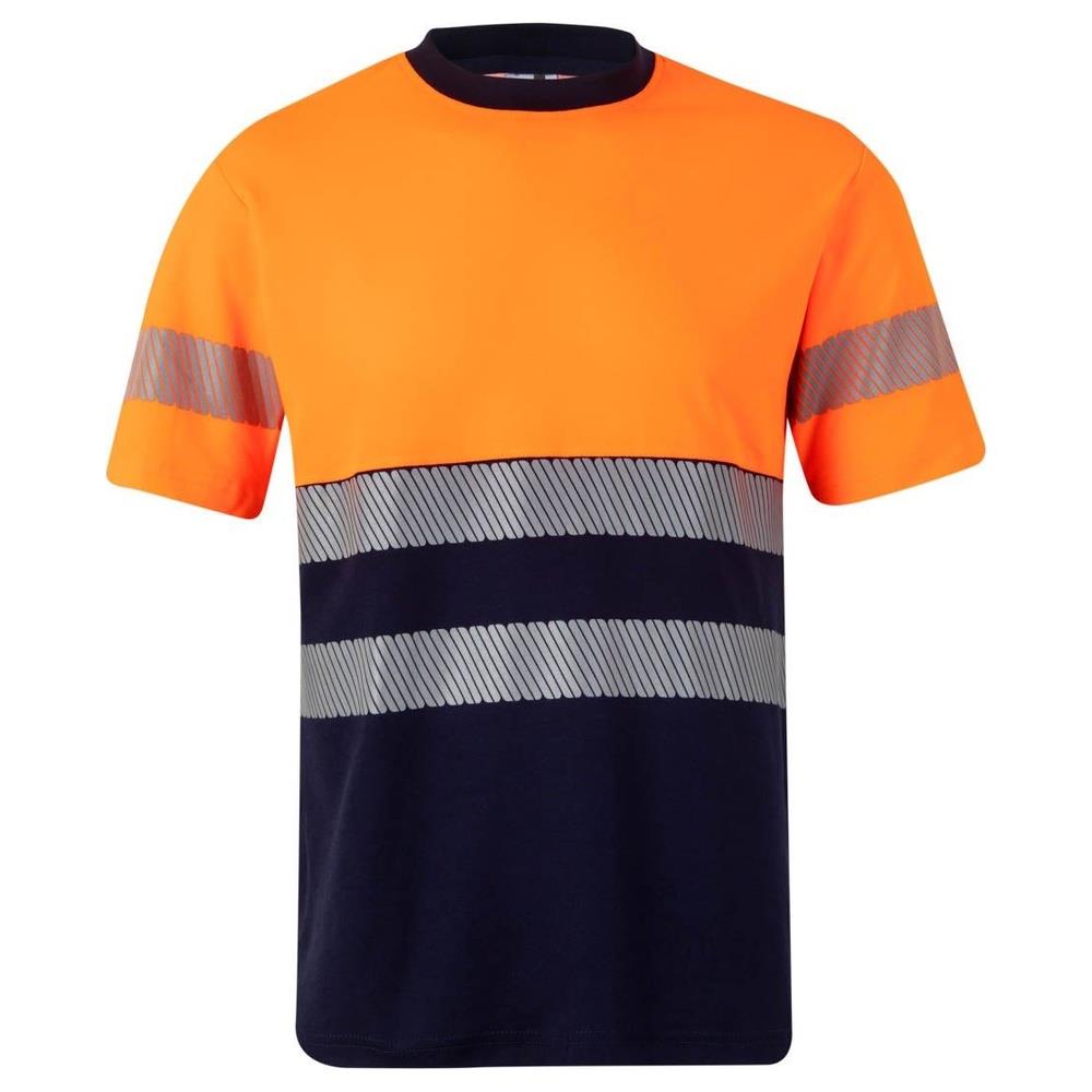 t-shirt velilla cotone bicolor maniche corta b cod 305509 navy/arancio fluo s