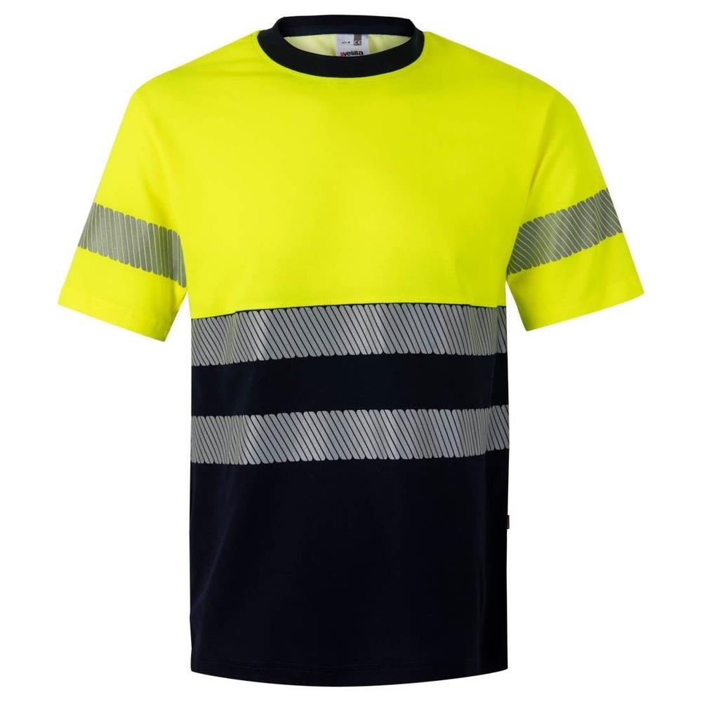 t-shirt velilla cotone bicolor maniche corta b cod 305509 navy/giallo fluo s