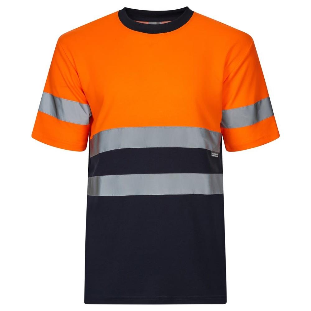 t-shirt velilla cotone bicolor maniche corta cod 305613 navy/arancio fluo s