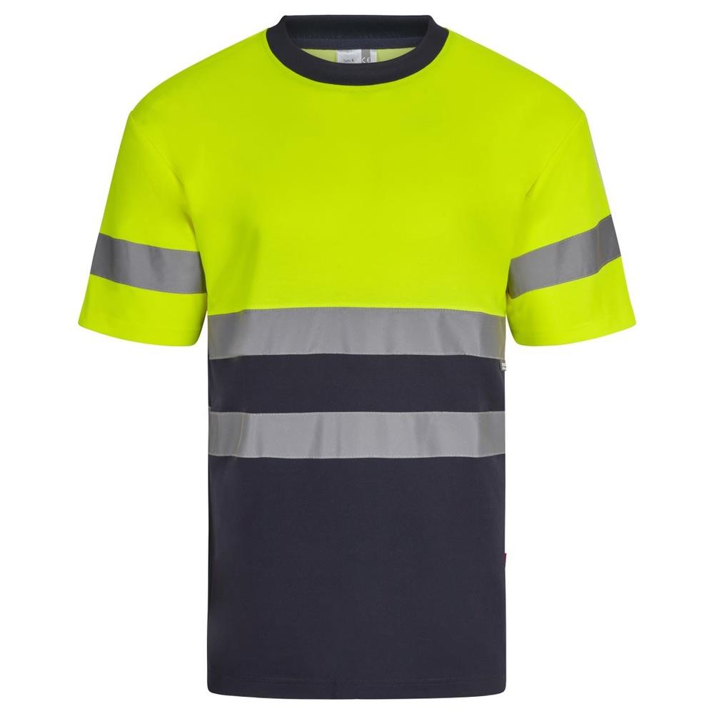 t-shirt velilla cotone bicolor maniche corta cod 305613 navy/giallo fluo s