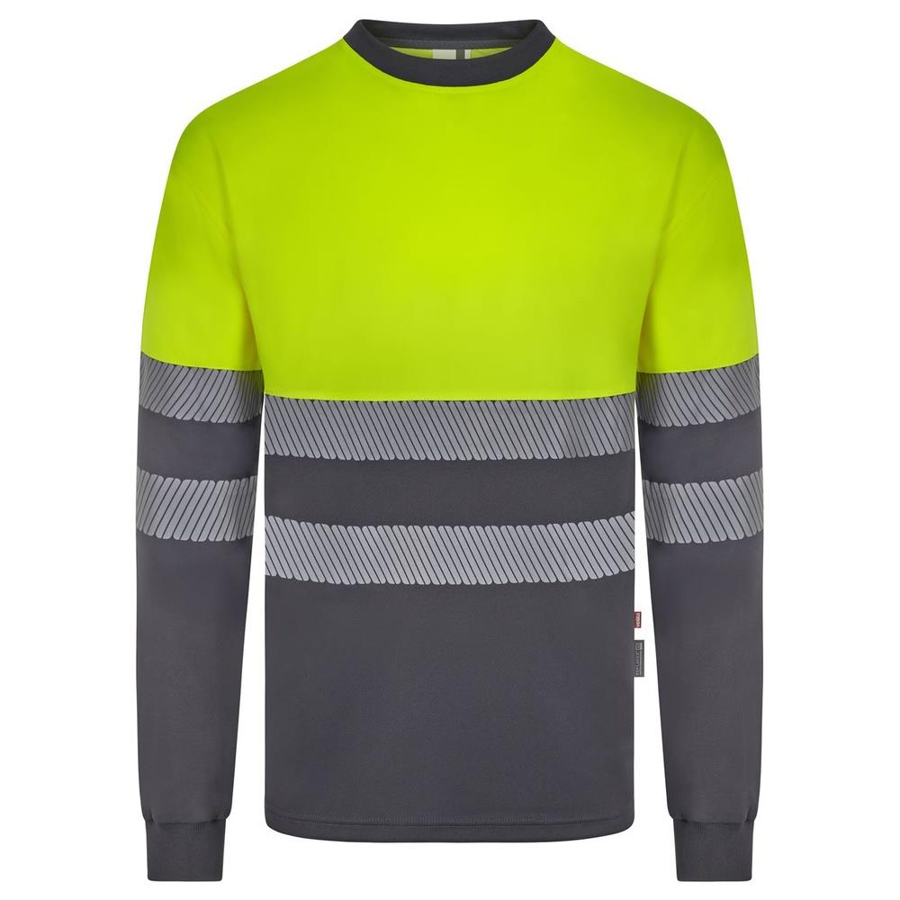 t-shirt velilla cotone bicolor maniche lunga b cod 305619 grigio/giallo fluo s