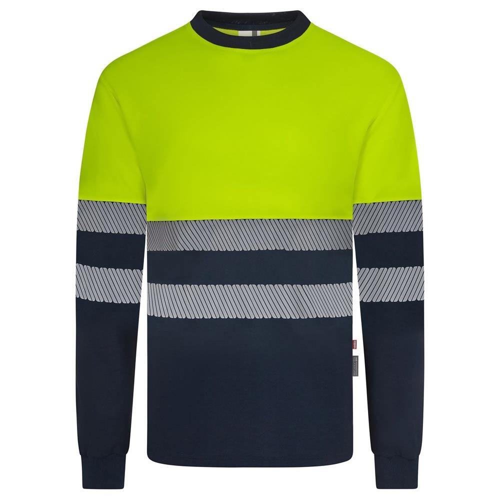 t-shirt velilla cotone bicolor maniche lunga b cod 305619 navy/giallo fluo s