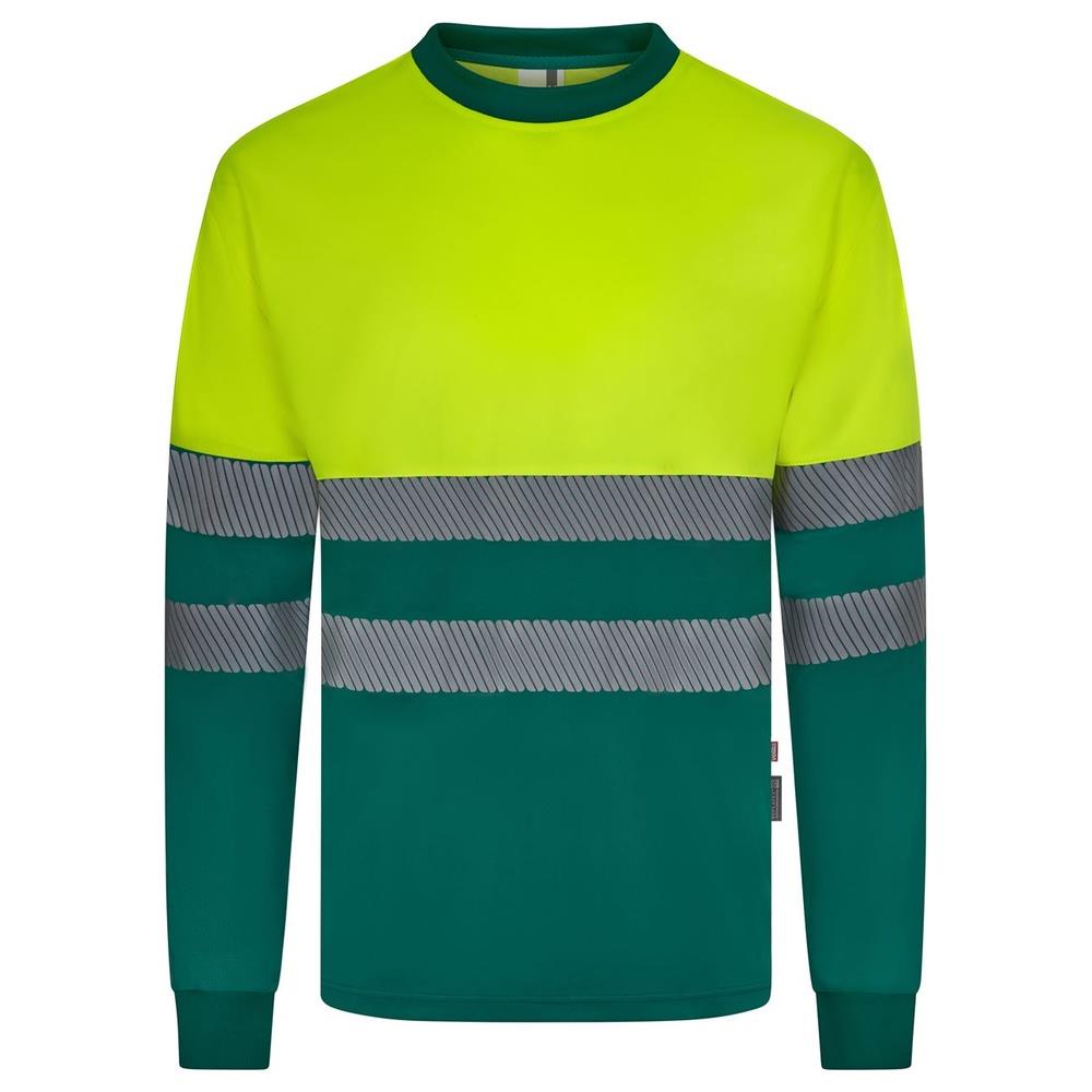 t-shirt velilla cotone bicolor maniche lunga b cod 305619 verde/giallo fluo s