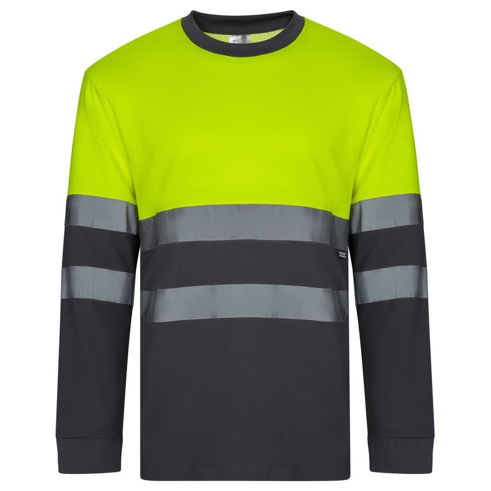 t-shirt velilla cotone bicolor maniche lunga cod 305615 grigio/giallo fluo s