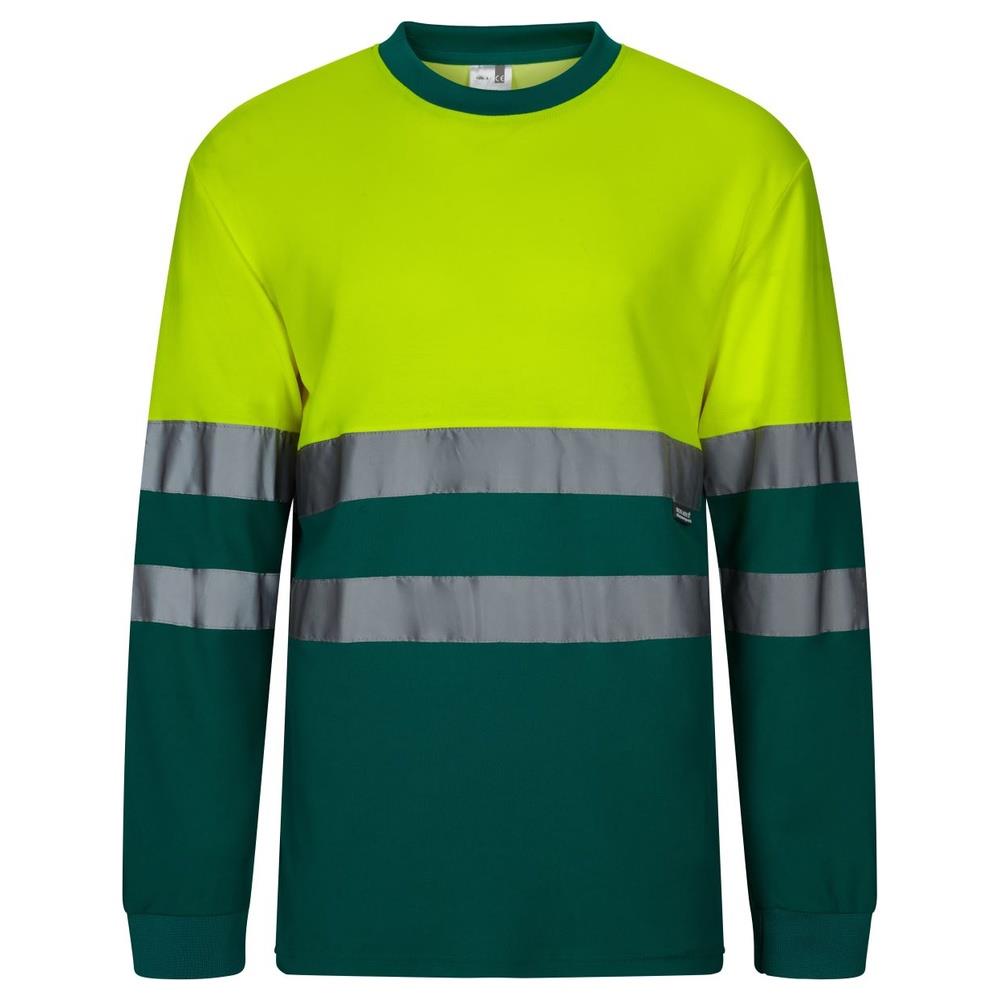 t-shirt velilla cotone bicolor maniche lunga cod 305615 verde/giallo fluo s