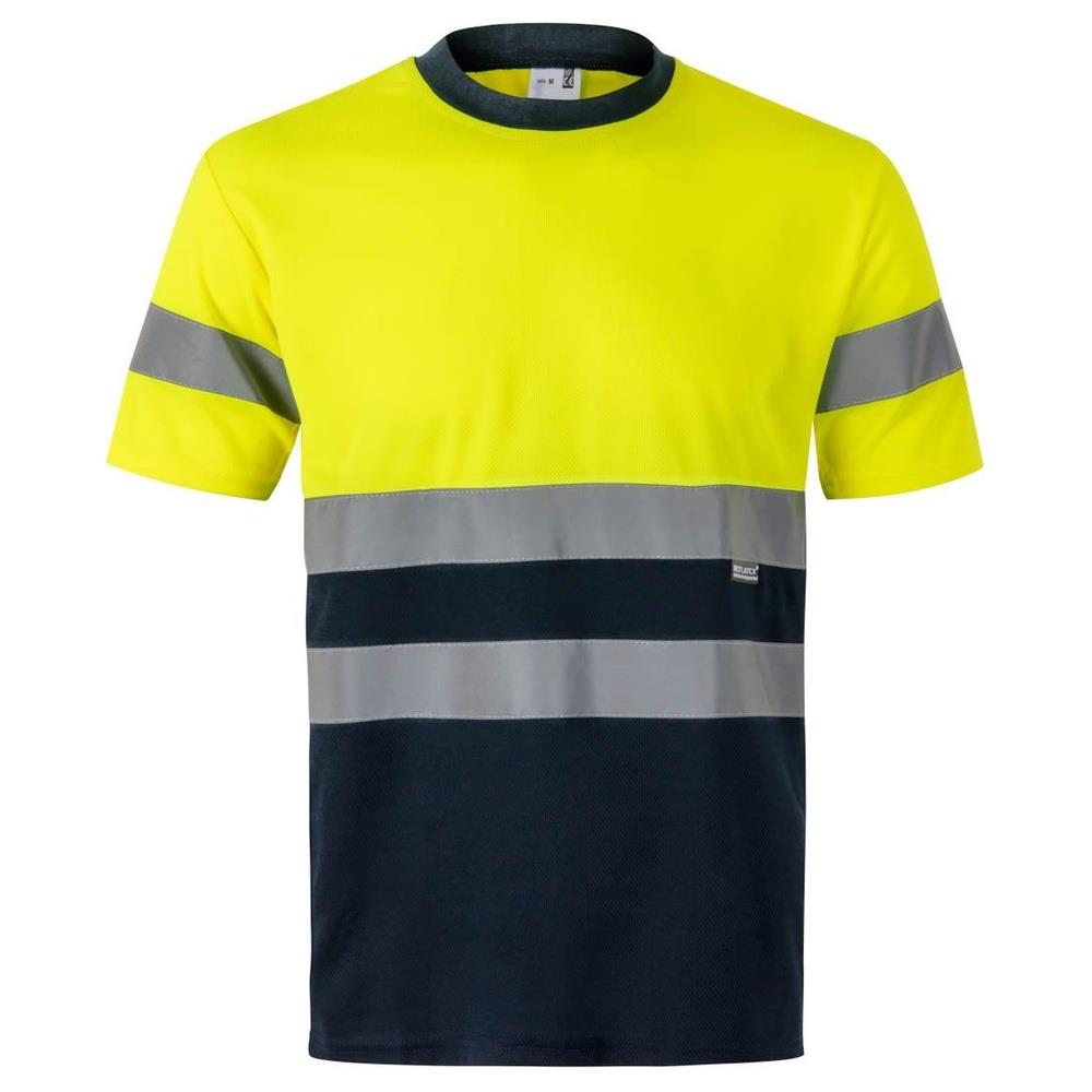 t-shirt velilla tecnica bicolor maniche corta cod 305506 azul marino/giallo fluo s