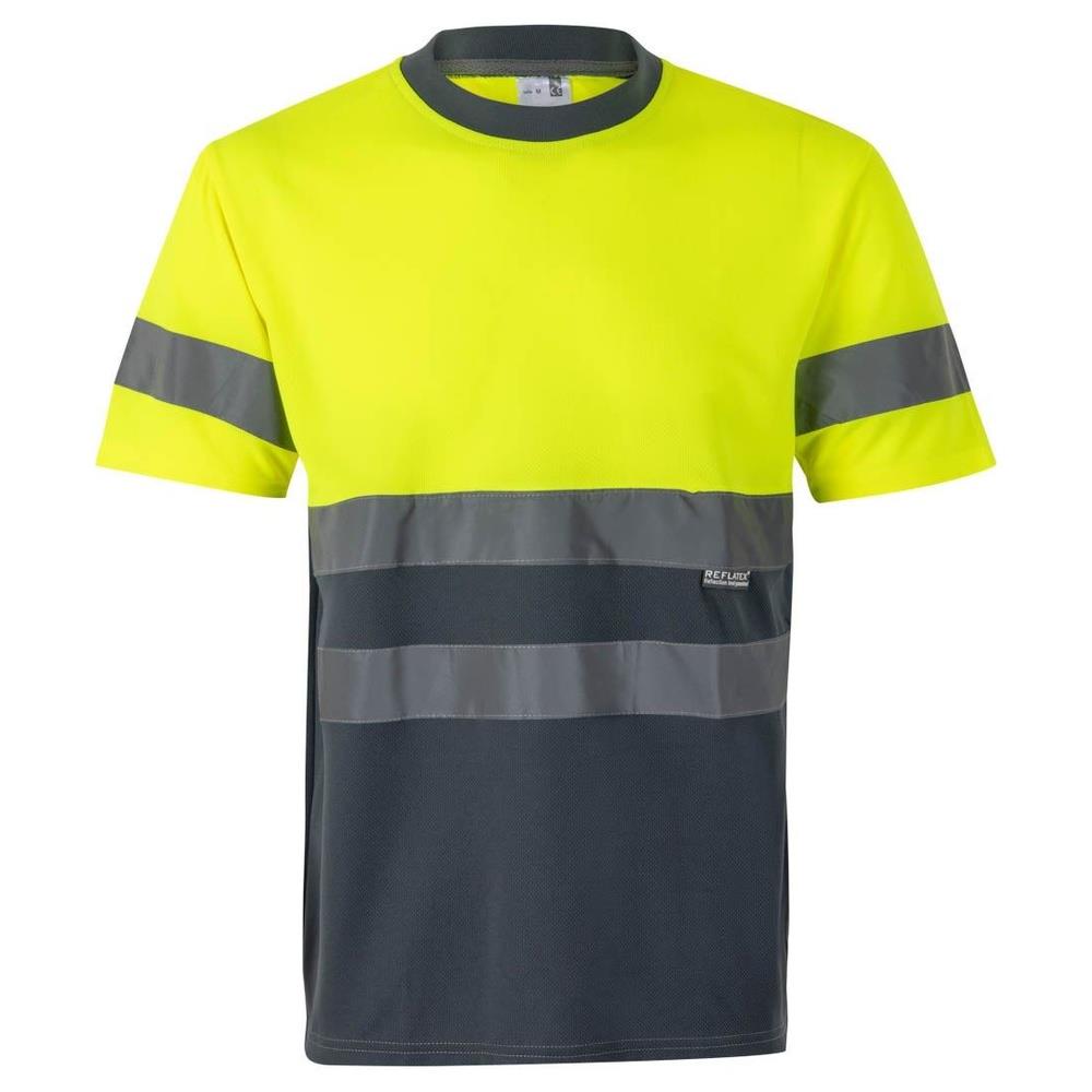 t-shirt velilla tecnica bicolor maniche corta cod 305506 grigio/giallo fluo s