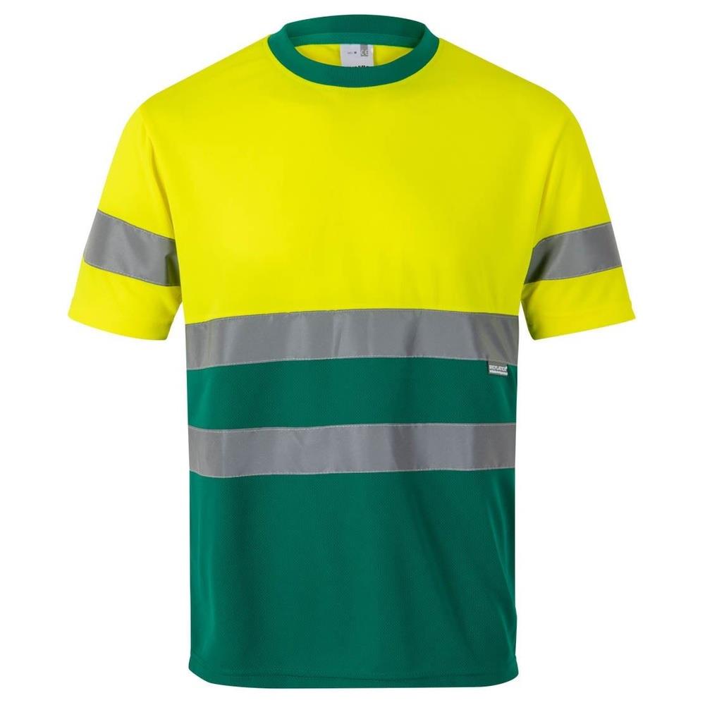 t-shirt velilla tecnica bicolor maniche corta cod 305506 verde/giallo fluo s