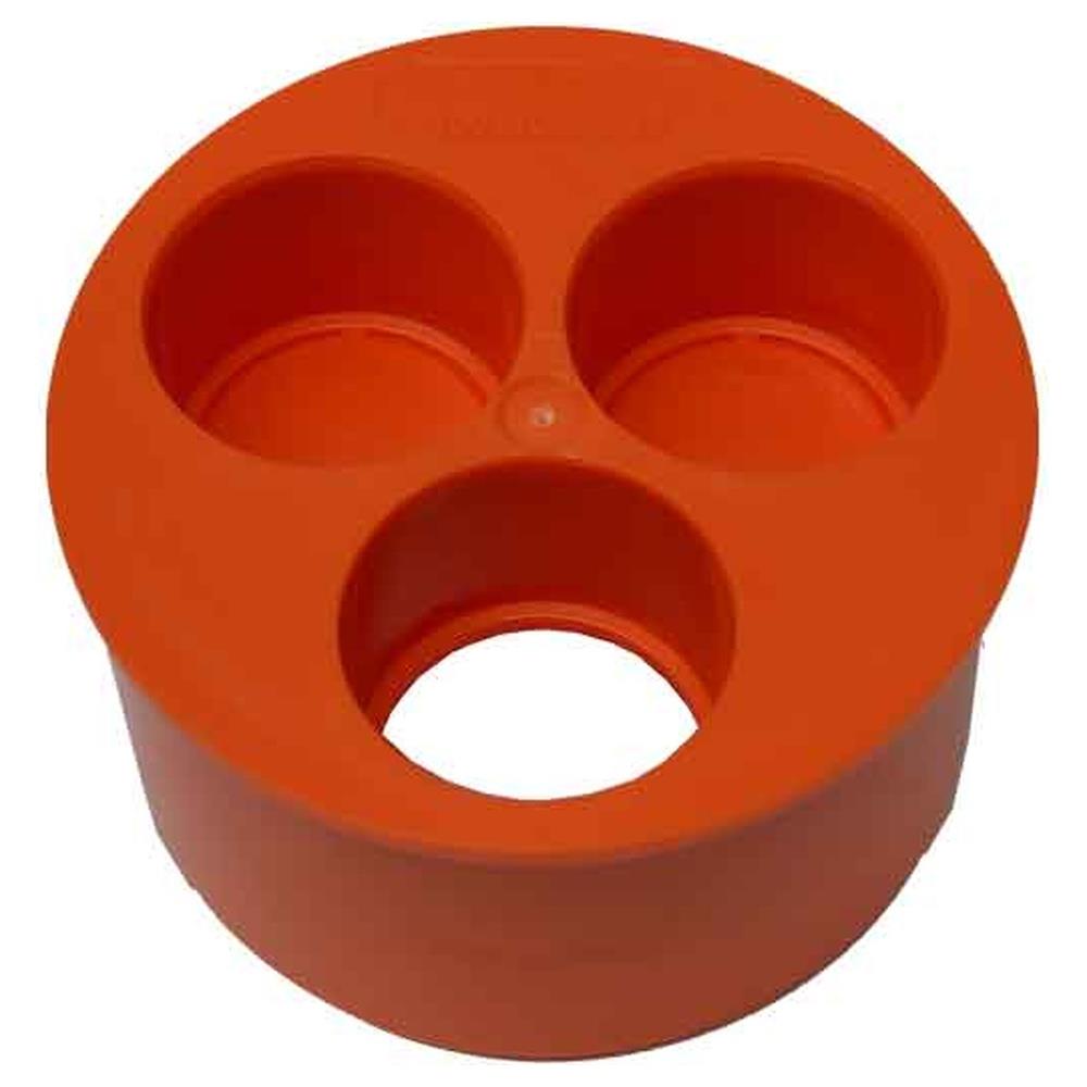 tampone multiuso a 3 fori in pvc arancio ø 100 x ø 40/40/40 mm