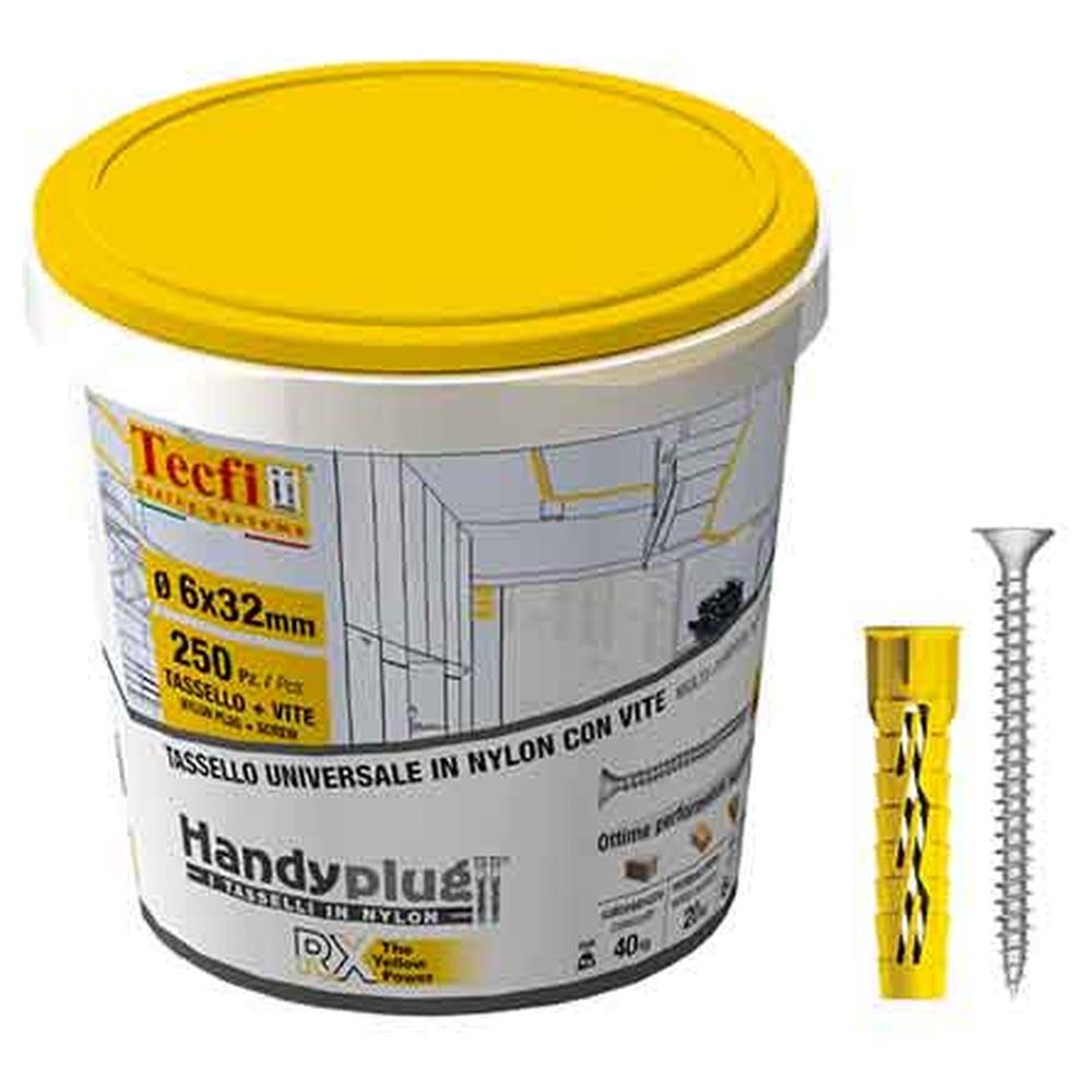 tassello con vite in barattolo rx ø 10x50 mm - vite 6,0x60 mm - confezione 50 pezzi