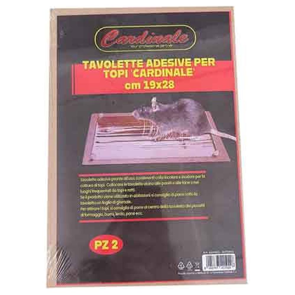 tavolette adesive per topi cardinale 19x28 cm - confezione 2 pezzi