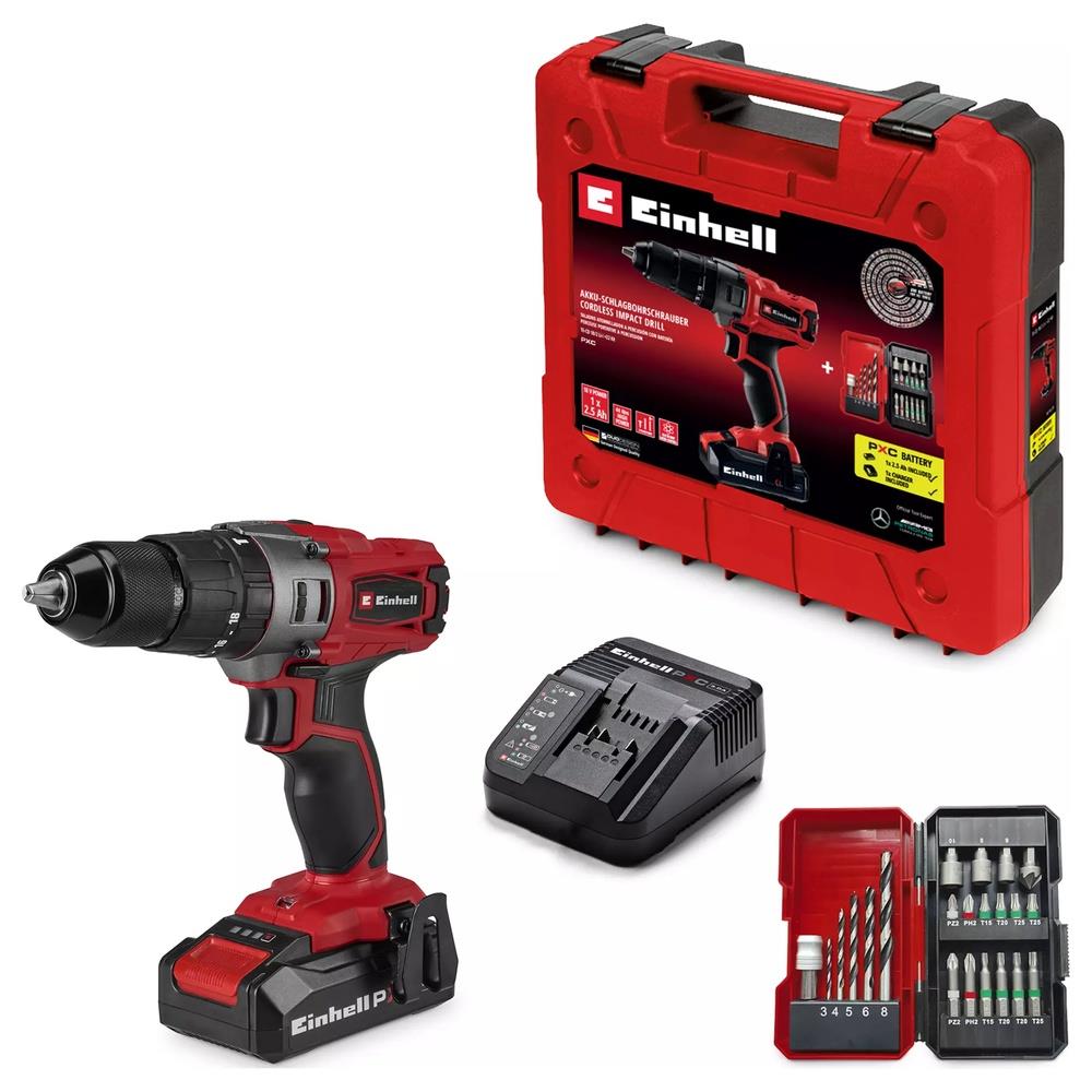 trapano einhell avvitatore a batteria te-cd 18/2 li-i +22 (1x2,5 a