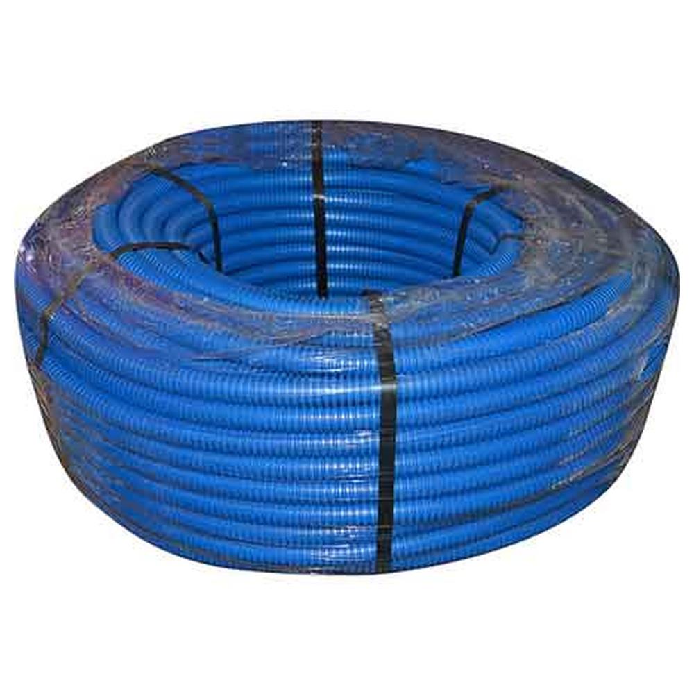 tubo corrugato con tirafilo blu