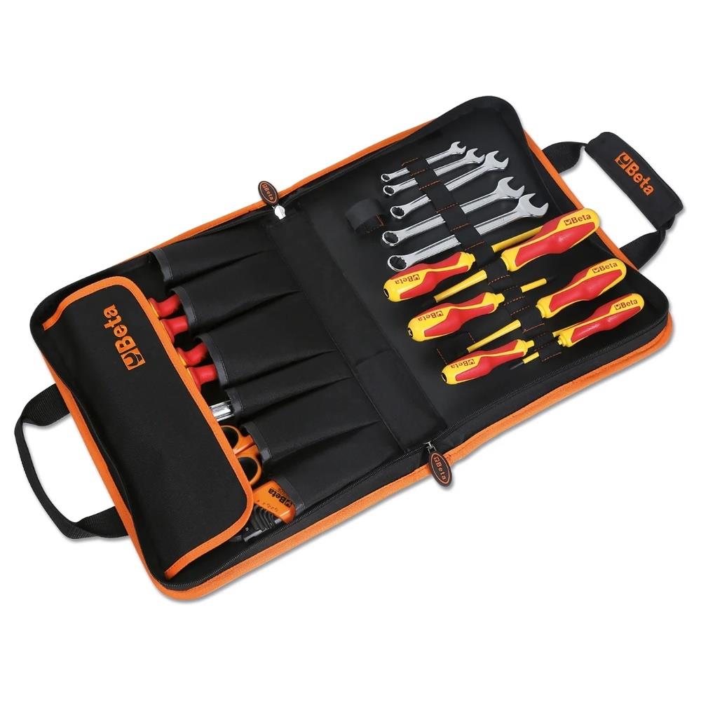 valigetta pieghevole con assortimento di 24 utensili per elettricisti beta 2001/bz24 mq