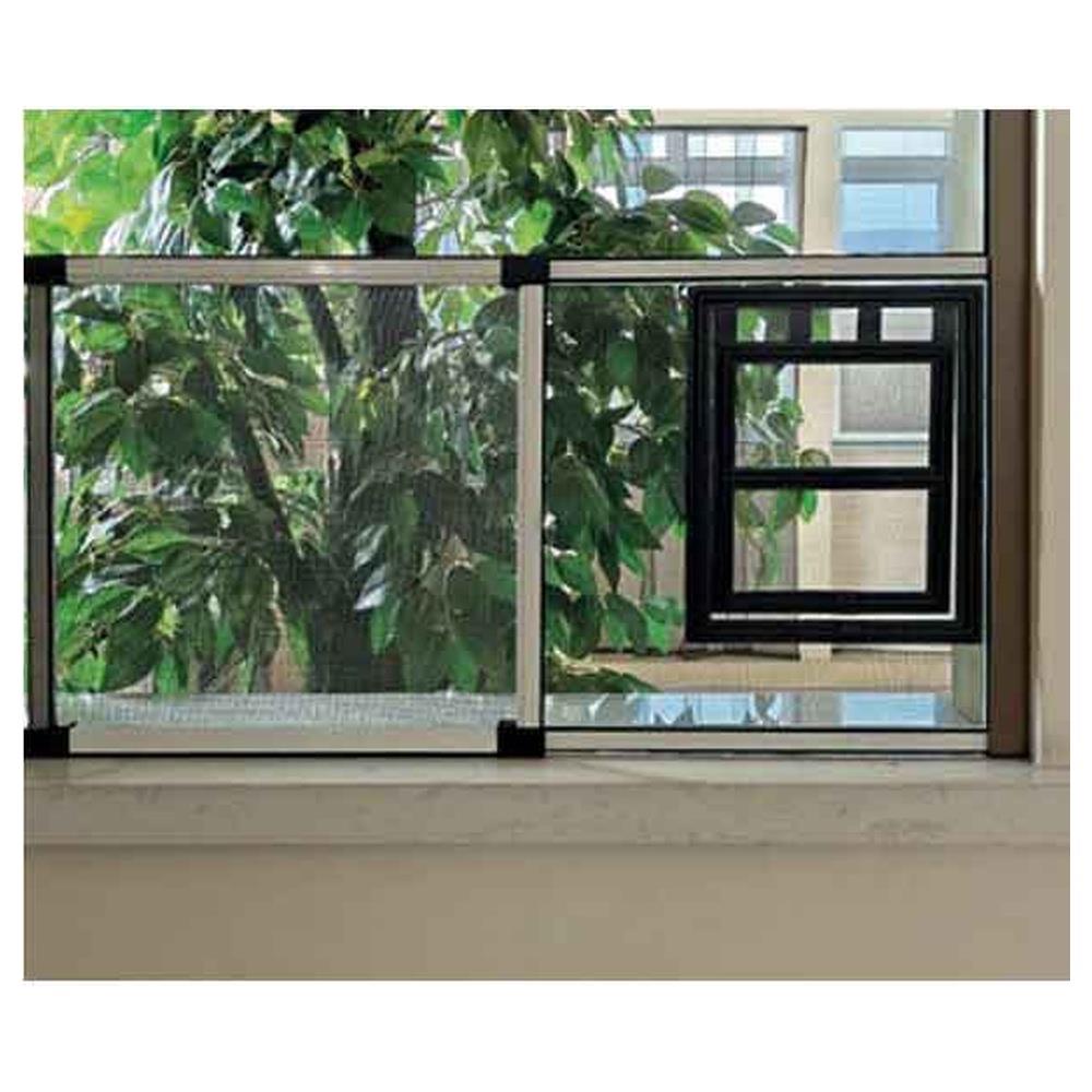 zanzariera a pannello estensibile con gattaiola 80x40 cm - col. argento